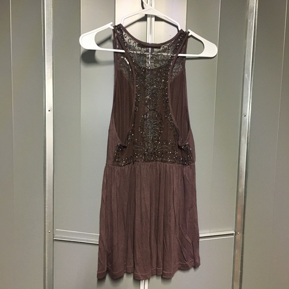 THE BUCKLE // BKE Boutique Plum Purple Mesh Sequin Babydoll Tank Top Small - Picture 7 of 9